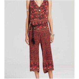Free people Floral Print Jumpsuit Open Back Sleeveless‎ Cropped Wide Leg Boho